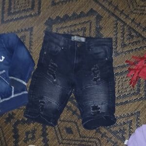 Black Distressed Denim Shorts